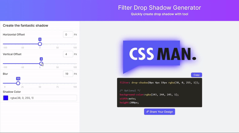 Filter Drop Shadow Generator